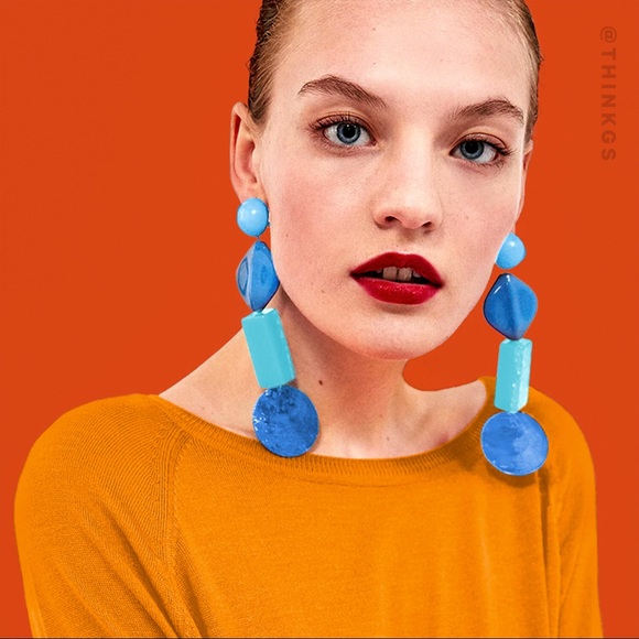 Colorblock Earrings // Blue - Picture 1 of 2